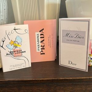 Miss Dior, Prada Paradoxe and Perfect Marc Jacobs samples
